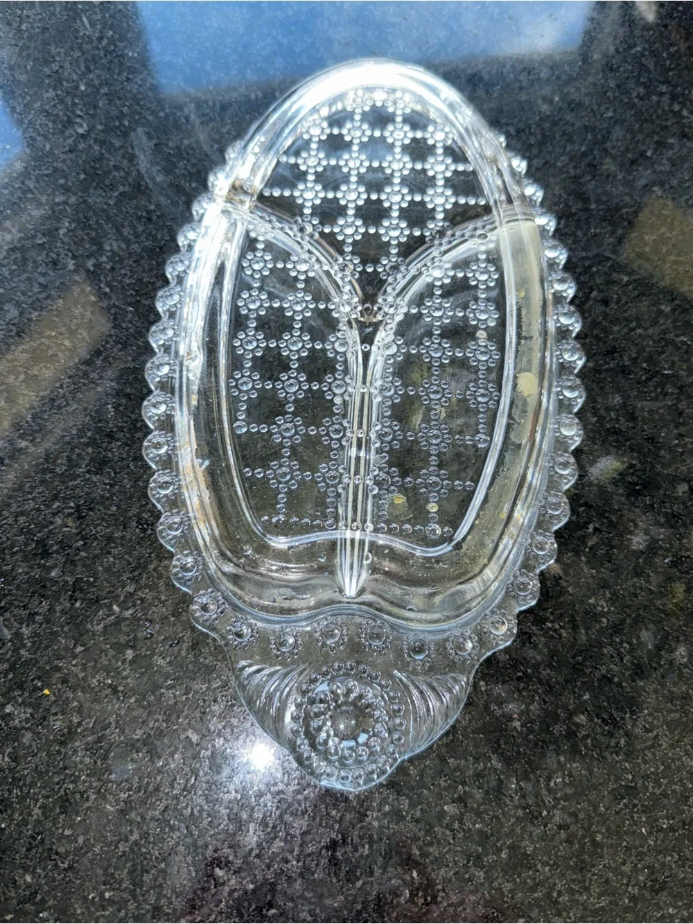 Vintage Clear Glass Divided multiple textured serving piece Classic pattern